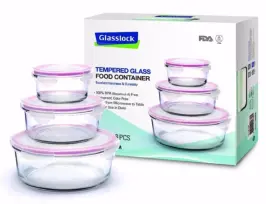Bộ hộp thủy tinh tròn GLASSLOCK 3 món 405 + 950 + 2050ml GL156