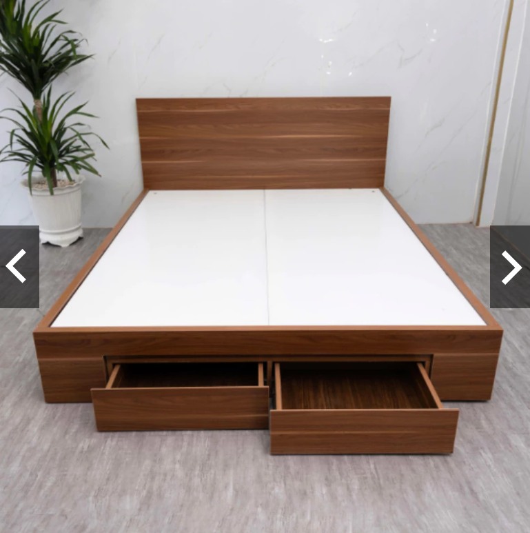 GIƯỜNG NGỦ GỖ MDF 2 HỘC KÉO