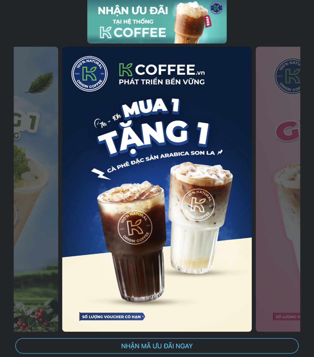 Mã ưu đãi K Coffee